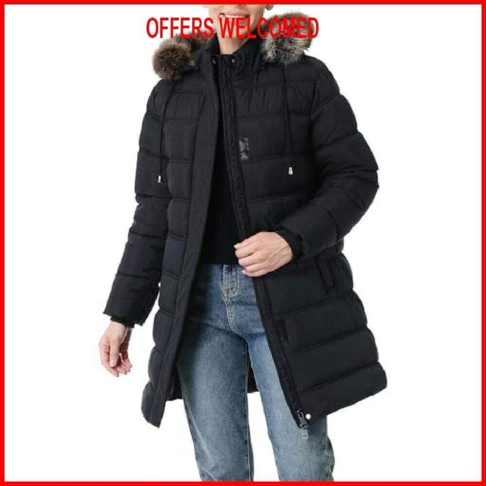 Women's Waterproof Puffer Jacket with Detachable Hood Winter Coat - Picture 4 of 8